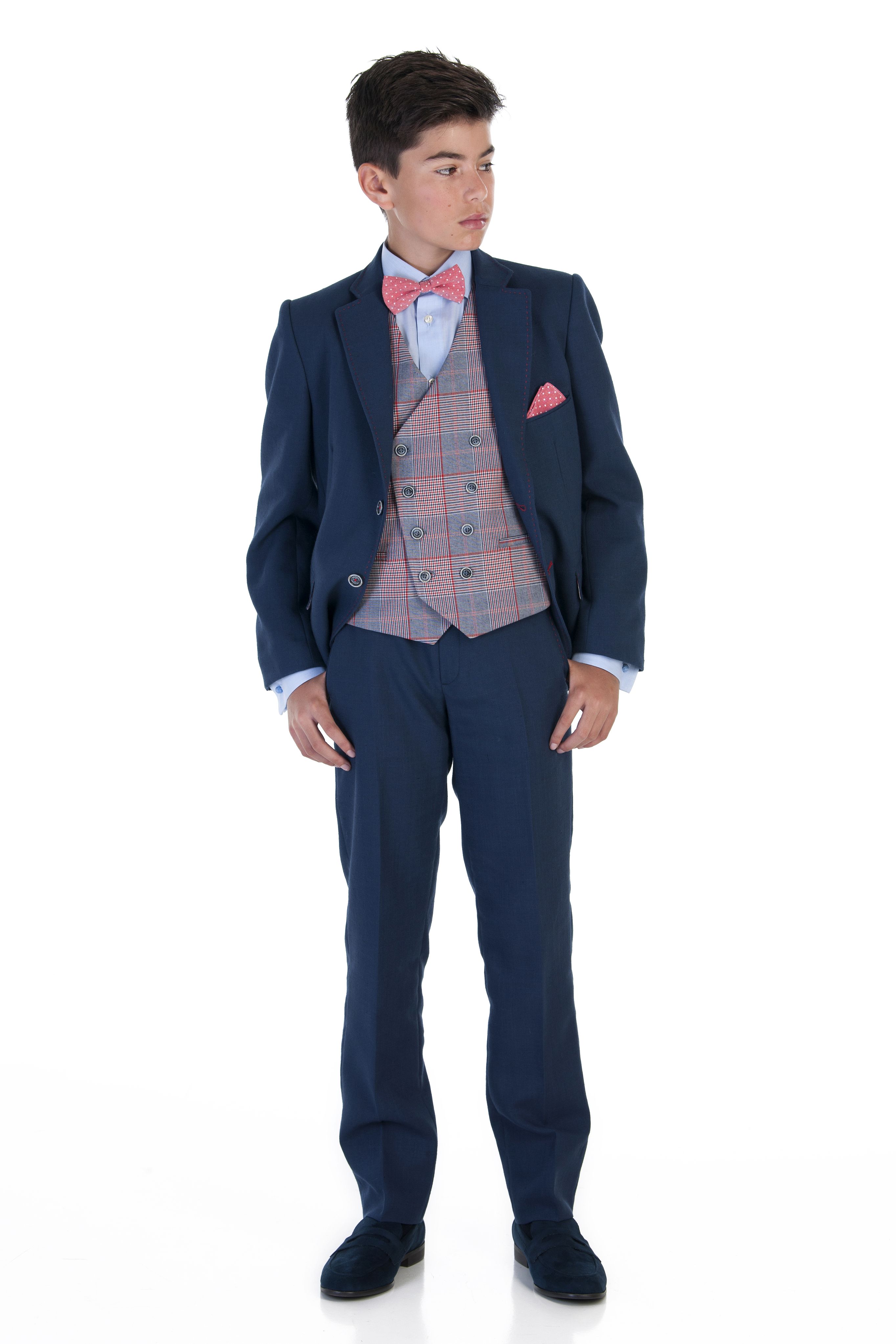 Navy Suit w/ Check Waistcoat – Esquire Formal Menswear